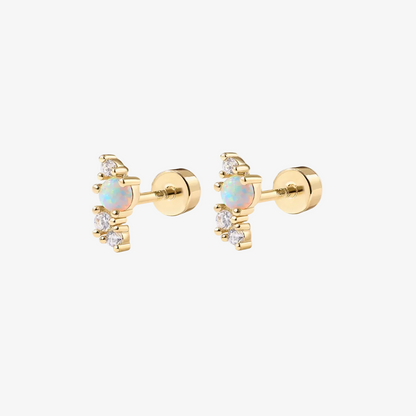 Opal Glow Flat Back Stud Earrings