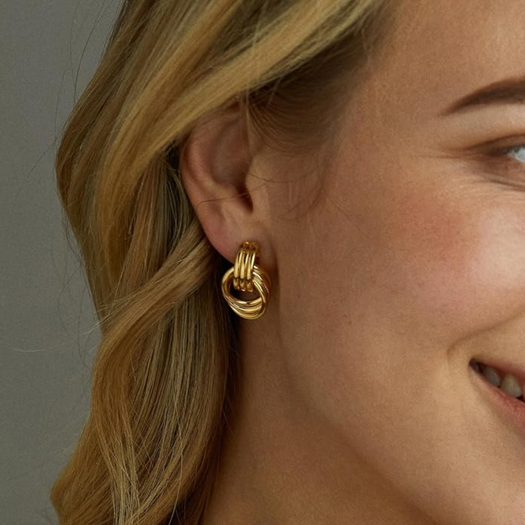 Gold Knot Hoop Earrings