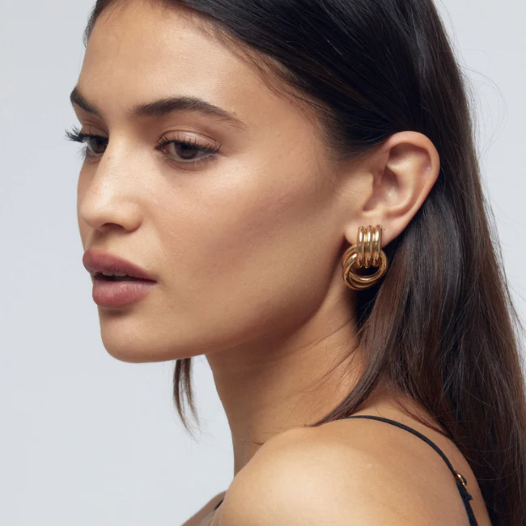 Gold Knot Hoop Earrings