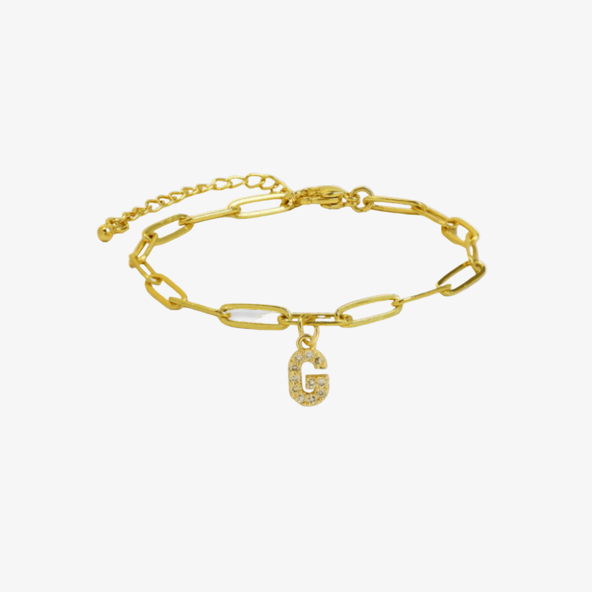 Paperclip Initial Letter Bracelet