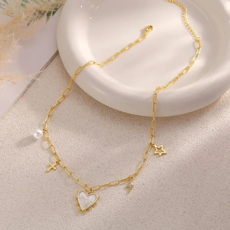 Paperclip Charm Detail Necklace