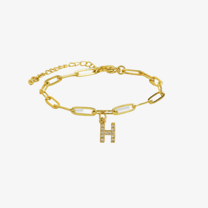Paperclip Initial Letter Bracelet