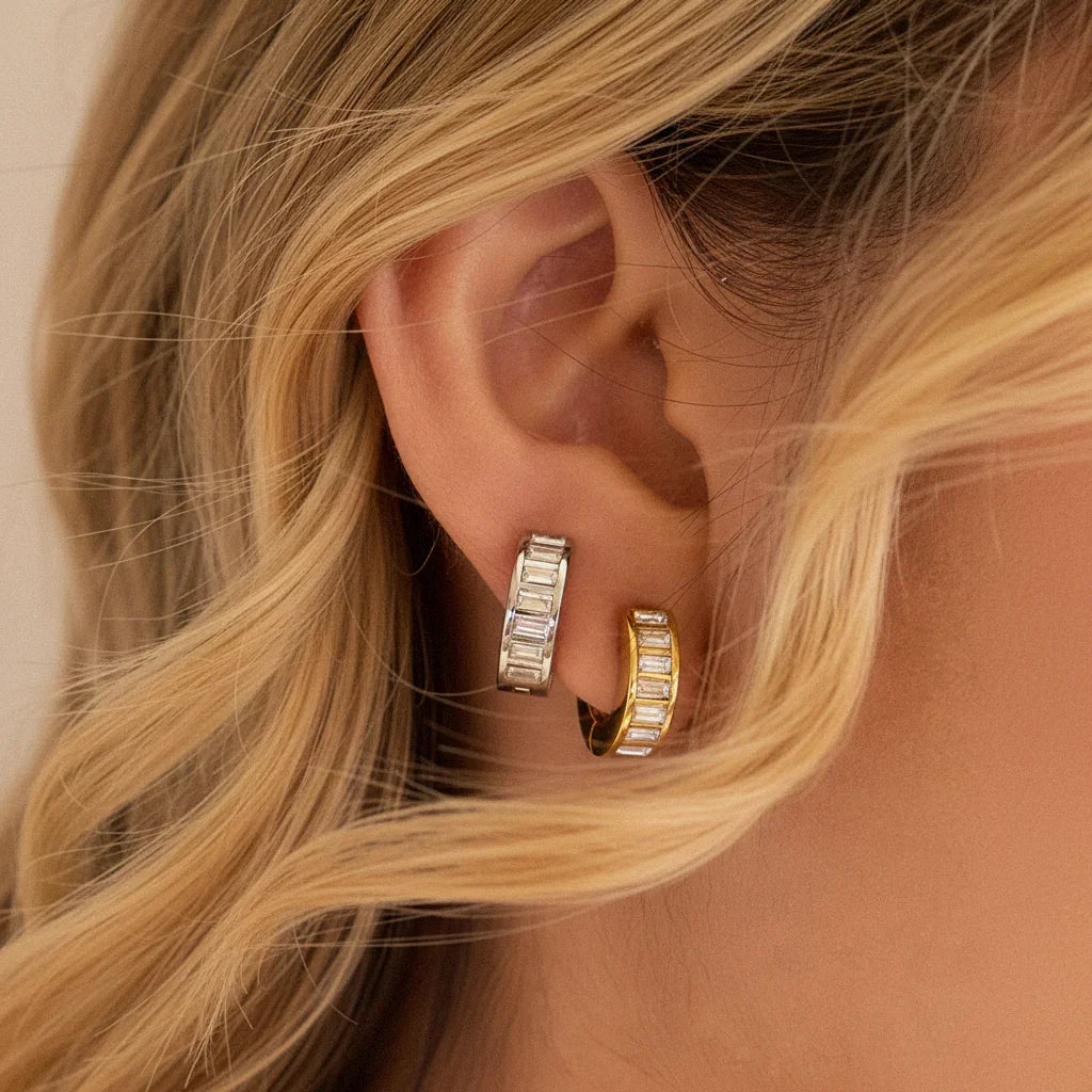 Sloane Baguette Huggies Earrings