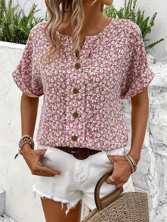 Airy Button Front Blouse