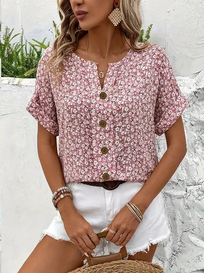 Airy Button Front Blouse