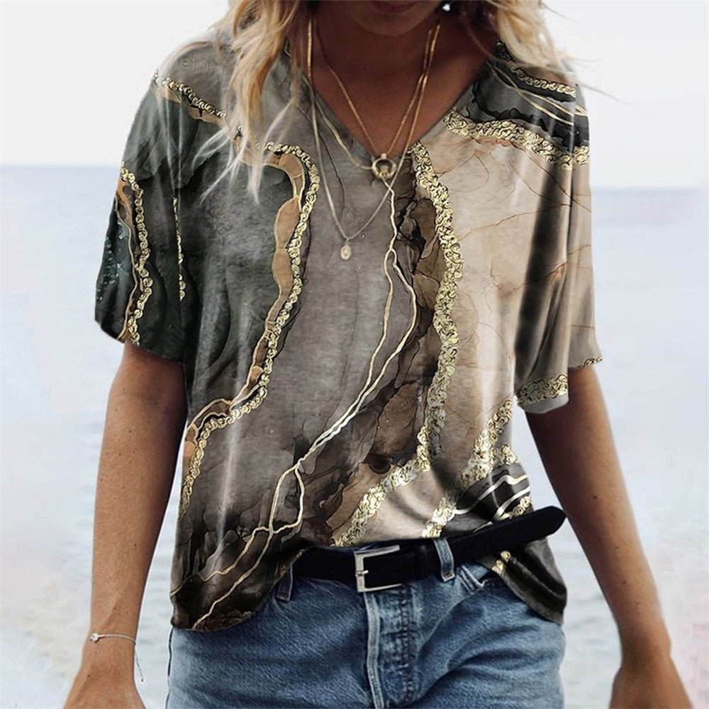 Boho Breeze V Neck Tee