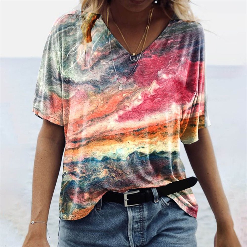 Boho Breeze V Neck Tee