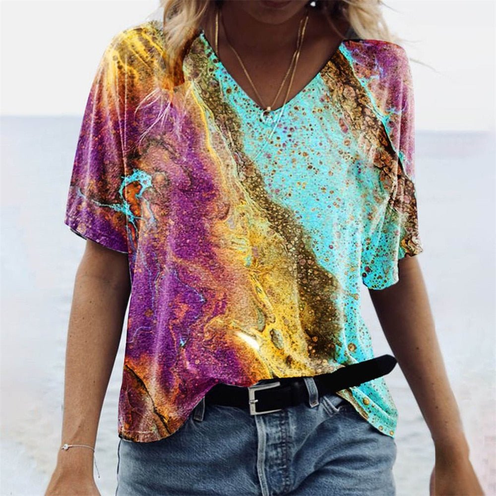 Boho Breeze V Neck Tee