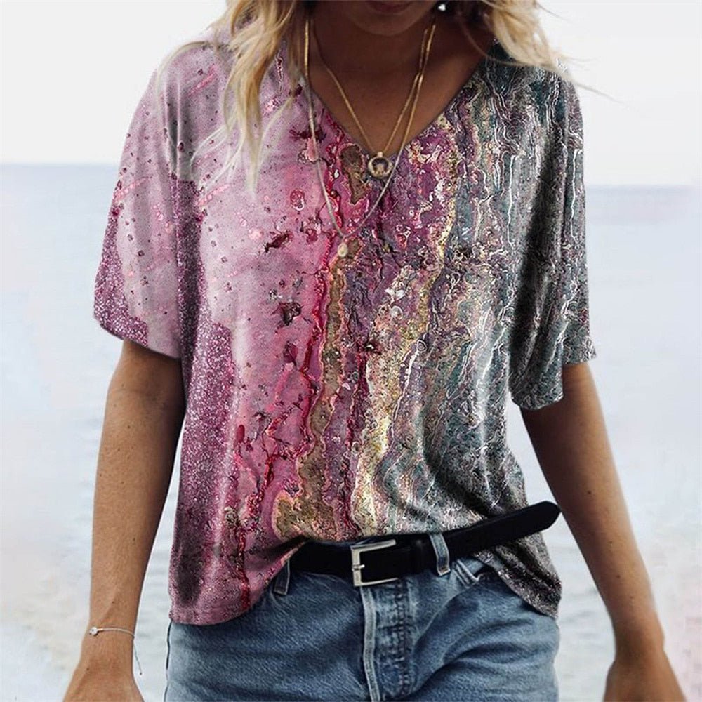 Boho Breeze V Neck Tee