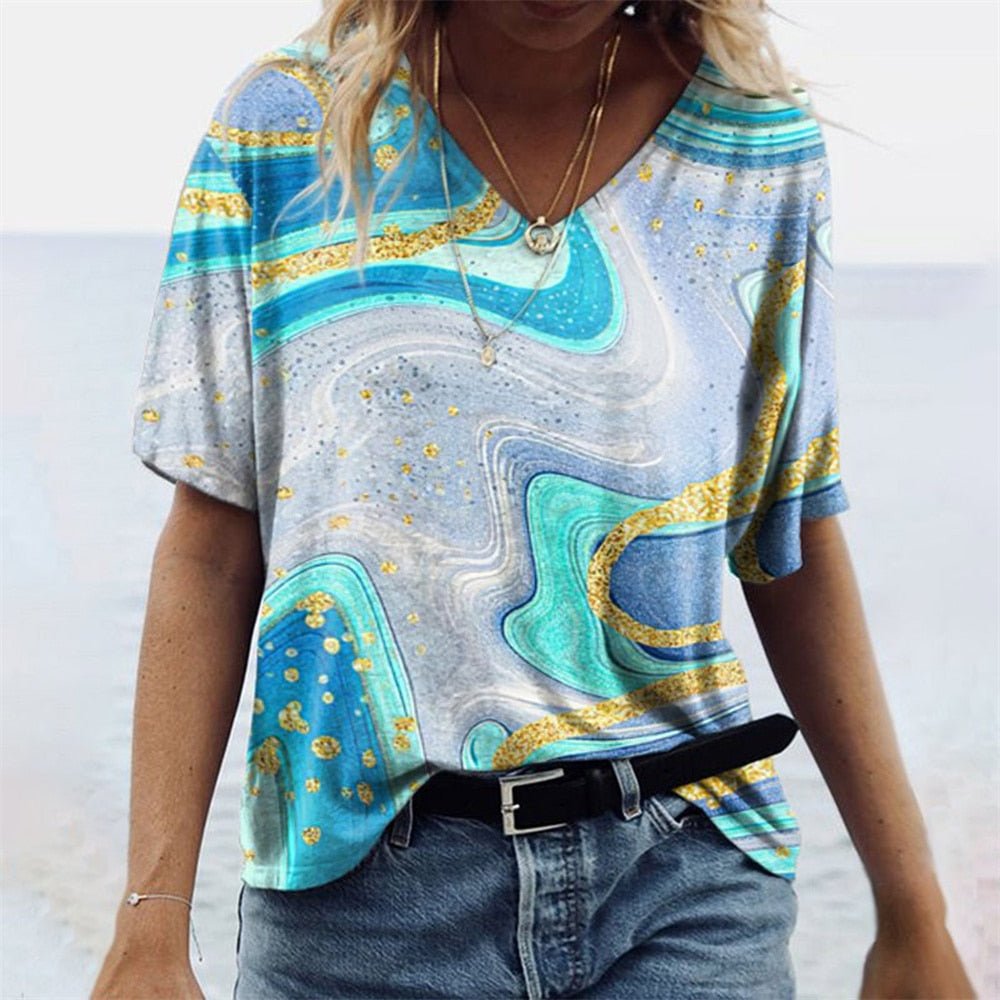 Boho Breeze V Neck Tee