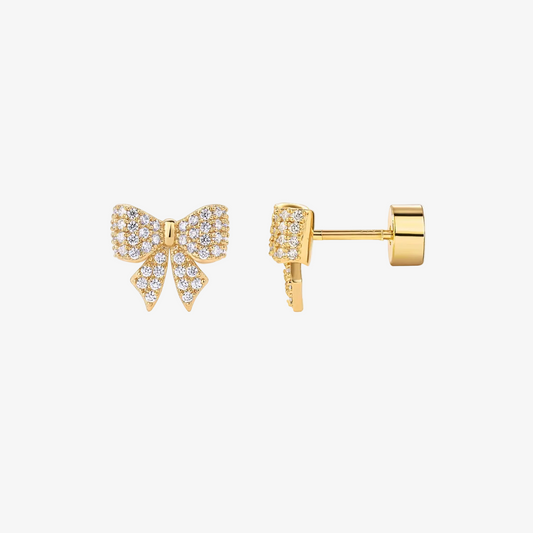 Bow Sparkle Flat Back Stud Earrings