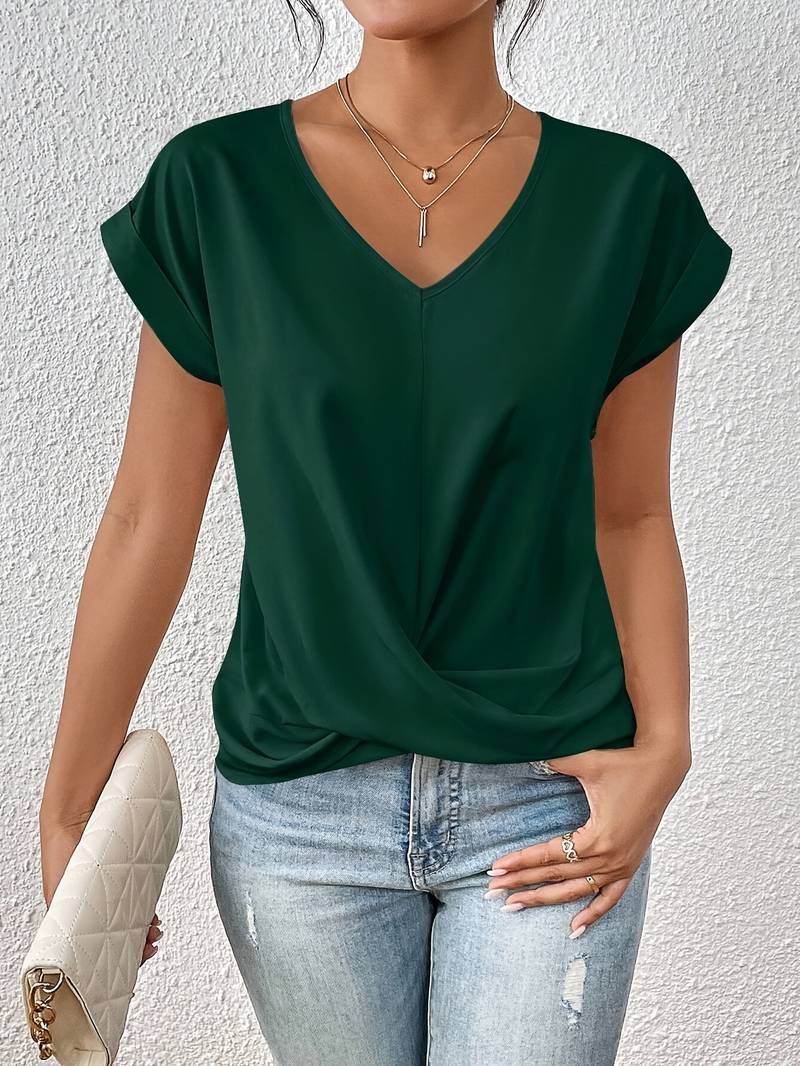 Breeze Twist-Knot V-Neck Blouse