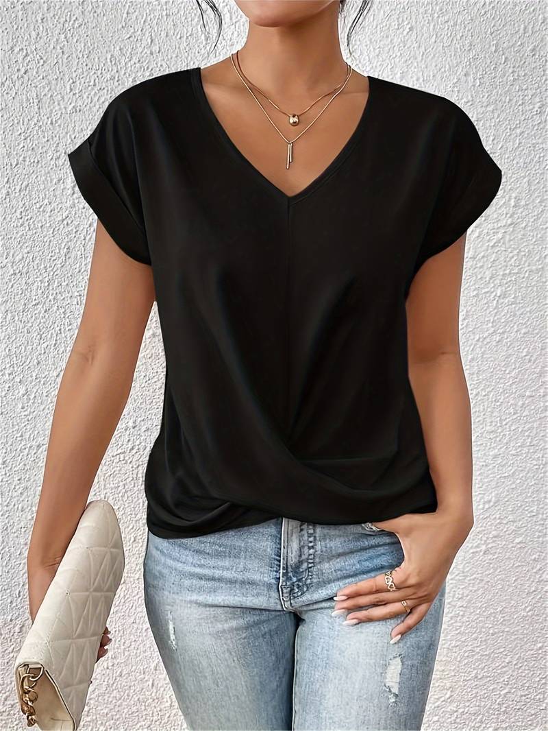 Breeze Twist-Knot V-Neck Blouse