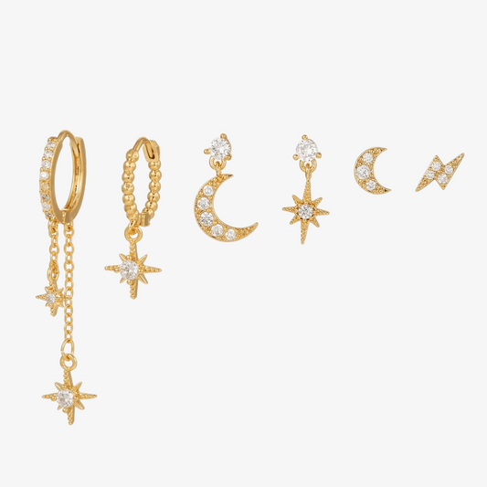 Celestial Moon & Star Earring Set
