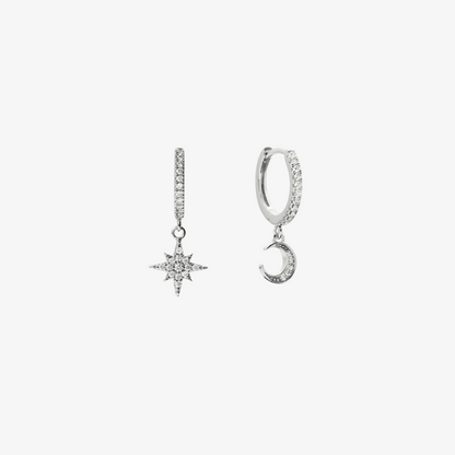 Celestial Star & Moon Hoop Earring Set