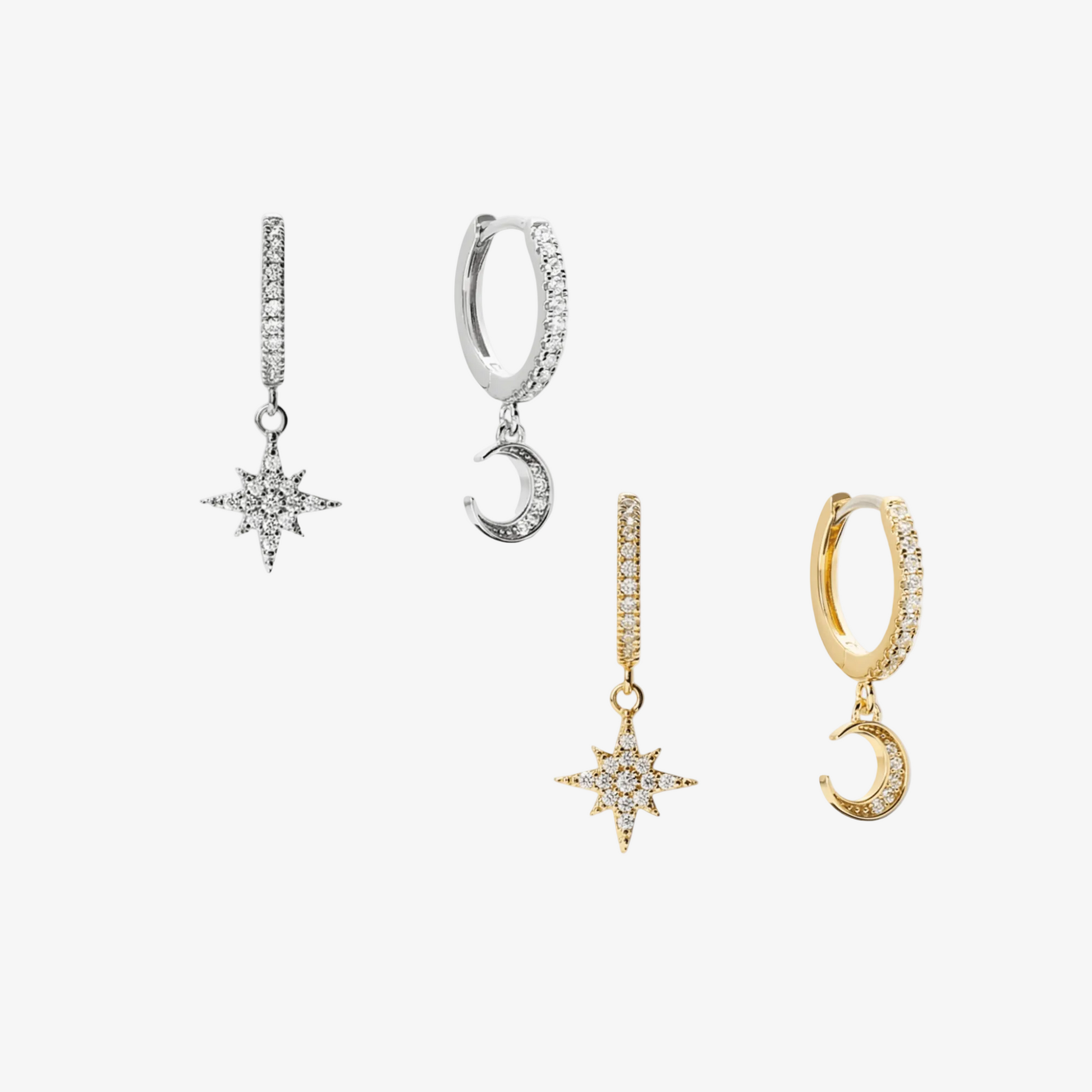 Celestial Star & Moon Hoop Earring Set