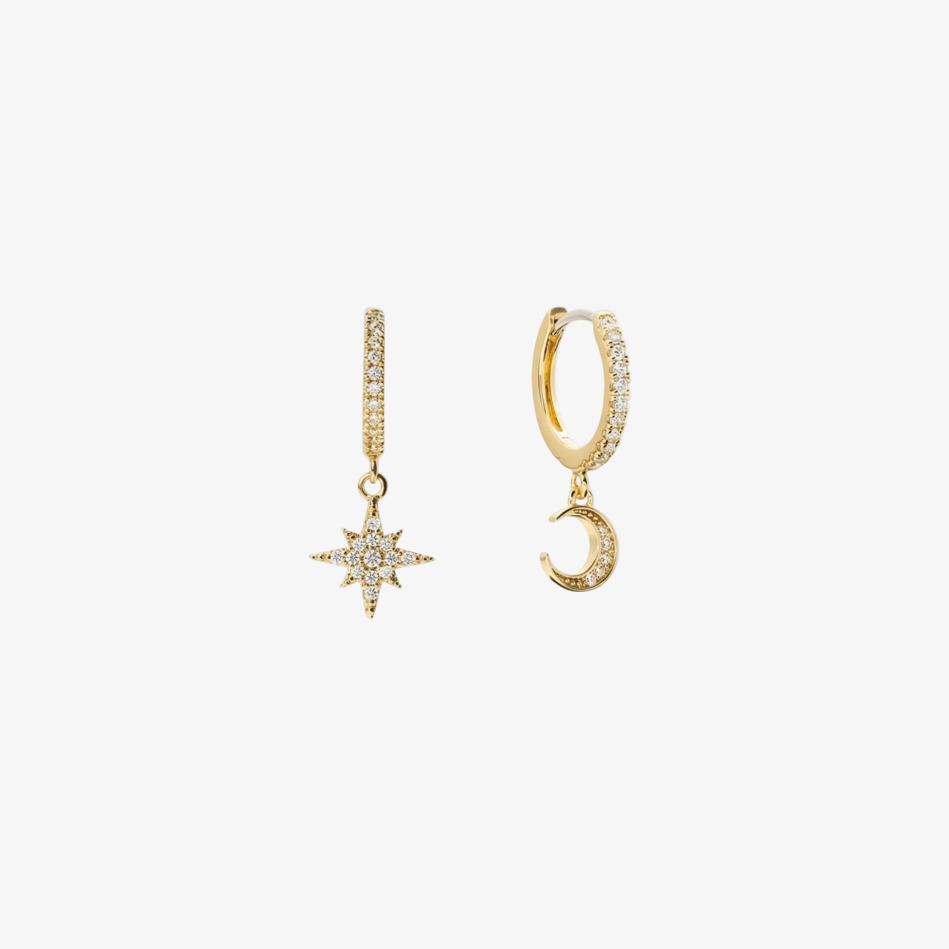 Celestial Star & Moon Hoop Earring Set