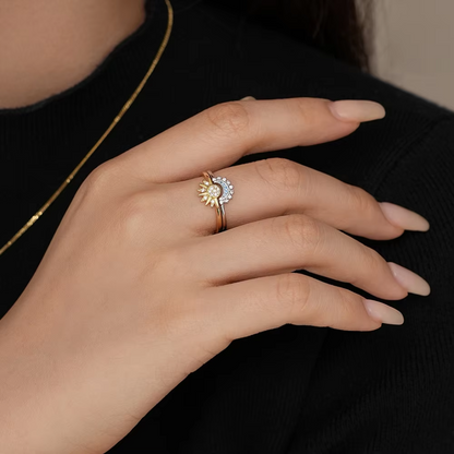 Celestial Sun & Moon Stackable Ring Set