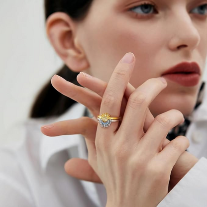 Celestial Sun & Moon Stackable Ring Set