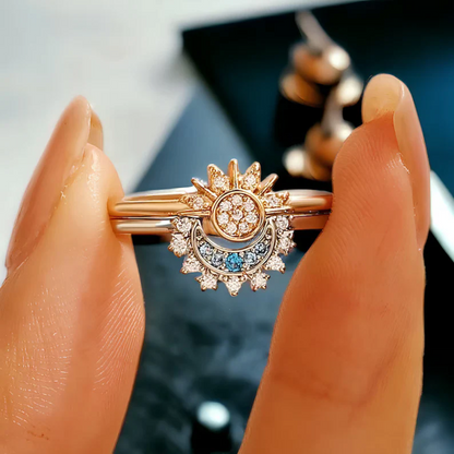 Celestial Sun & Moon Stackable Ring Set