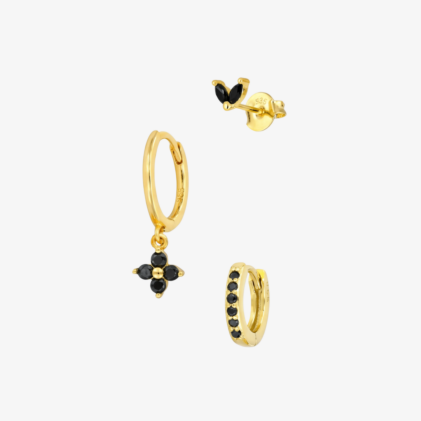 Clover Charm Hoop Earring Set