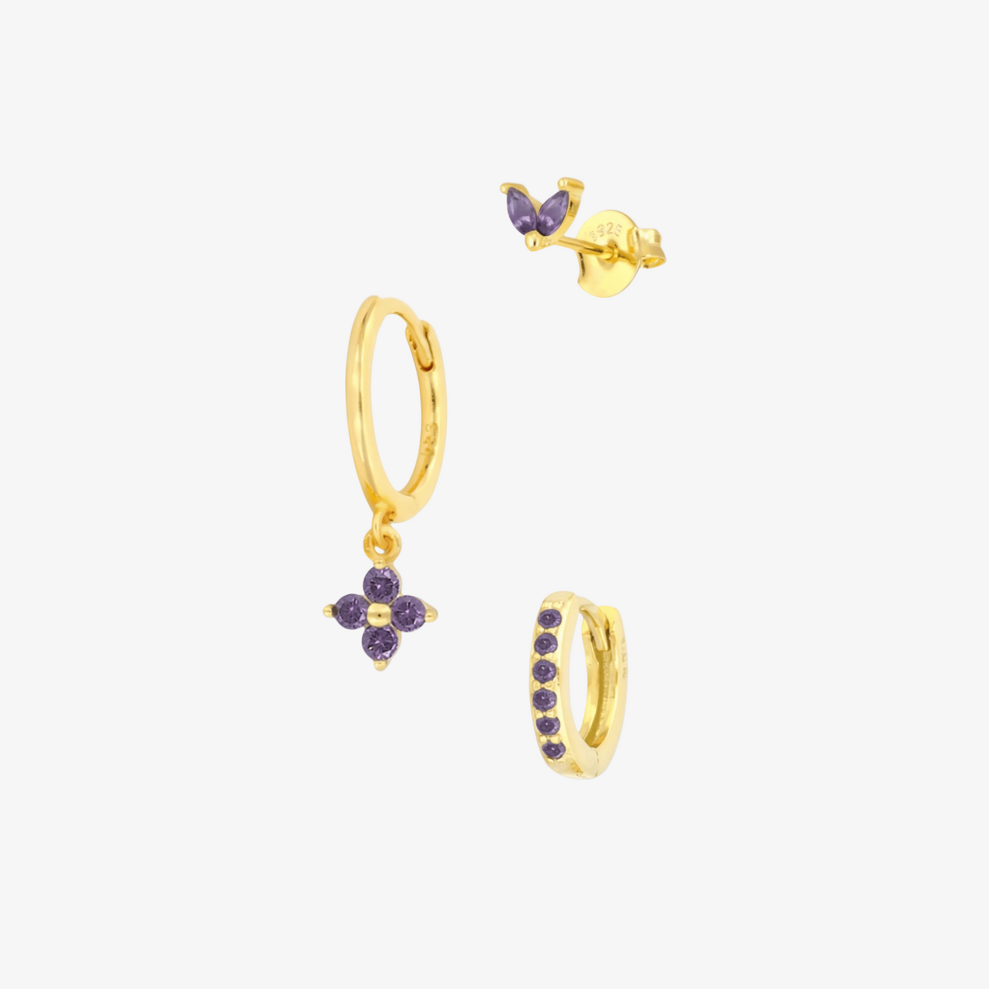 Clover Charm Hoop Earring Set