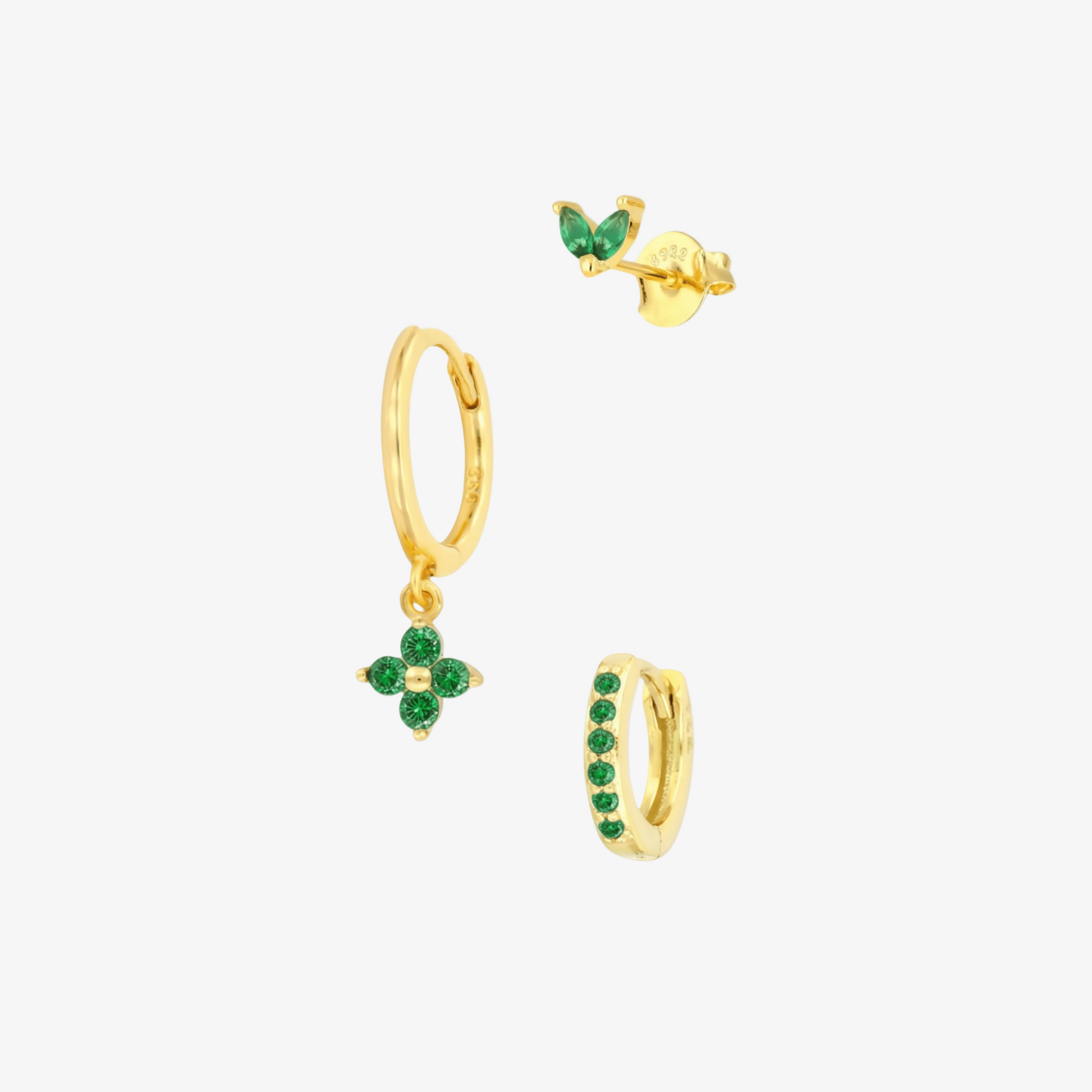 Clover Charm Hoop Earring Set