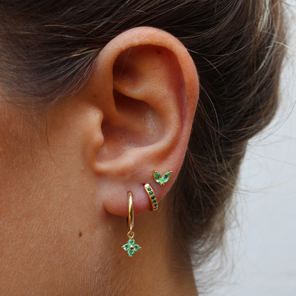 Clover Charm Hoop Earring Set
