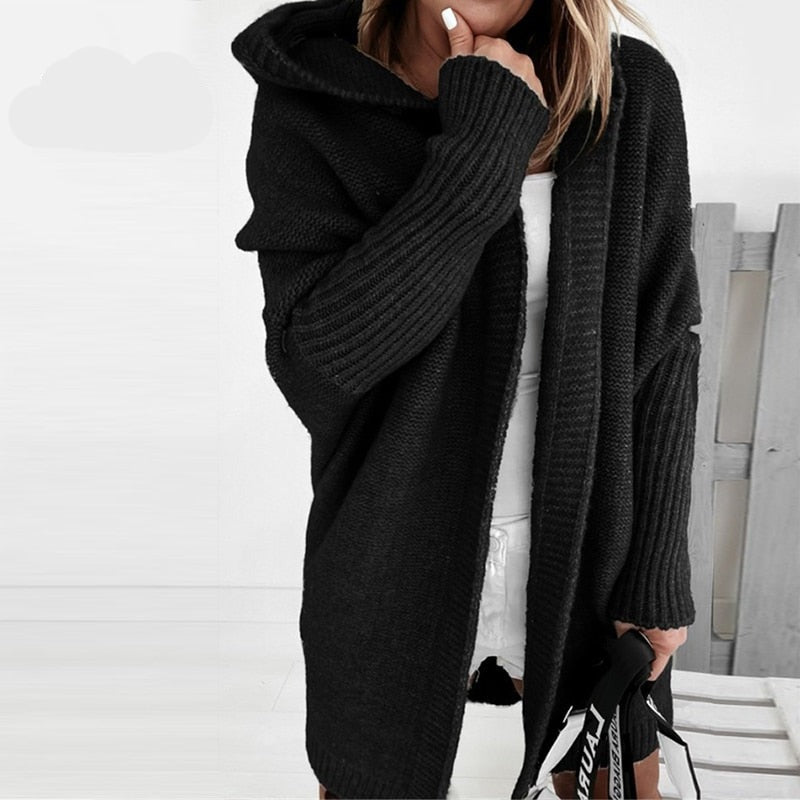 Cozy Oversized Hooded Knit Cardigan