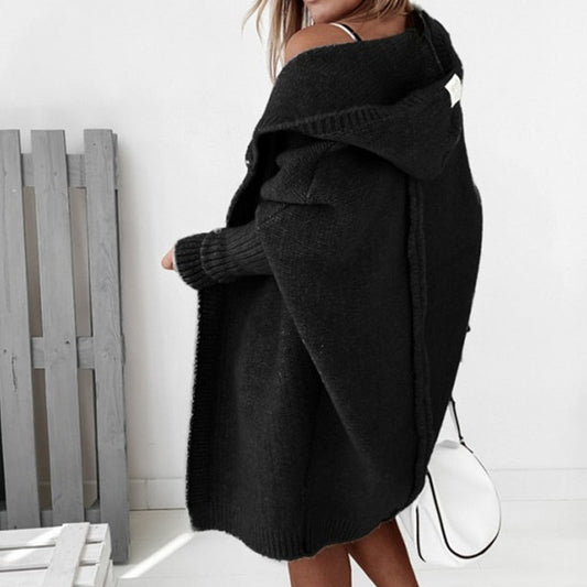 Cozy Oversized Hooded Knit Cardigan