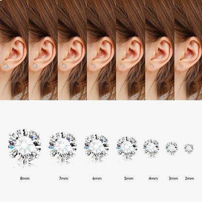Cubic Zirconia Flat Back Stud Earrings Set