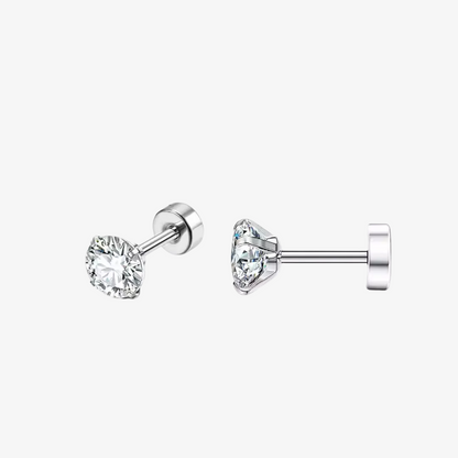 Cubic Zirconia Flat Back Stud Earrings Set