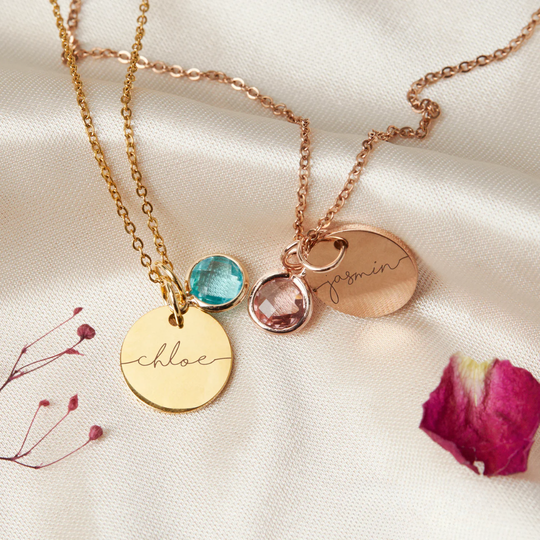 Custom Birthstone Name Necklace