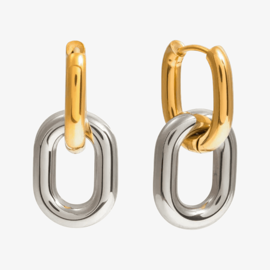 Arlo Two Tone Double Hoops Earring