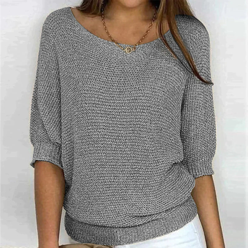 Effortless Wide Neck Knit Pullover