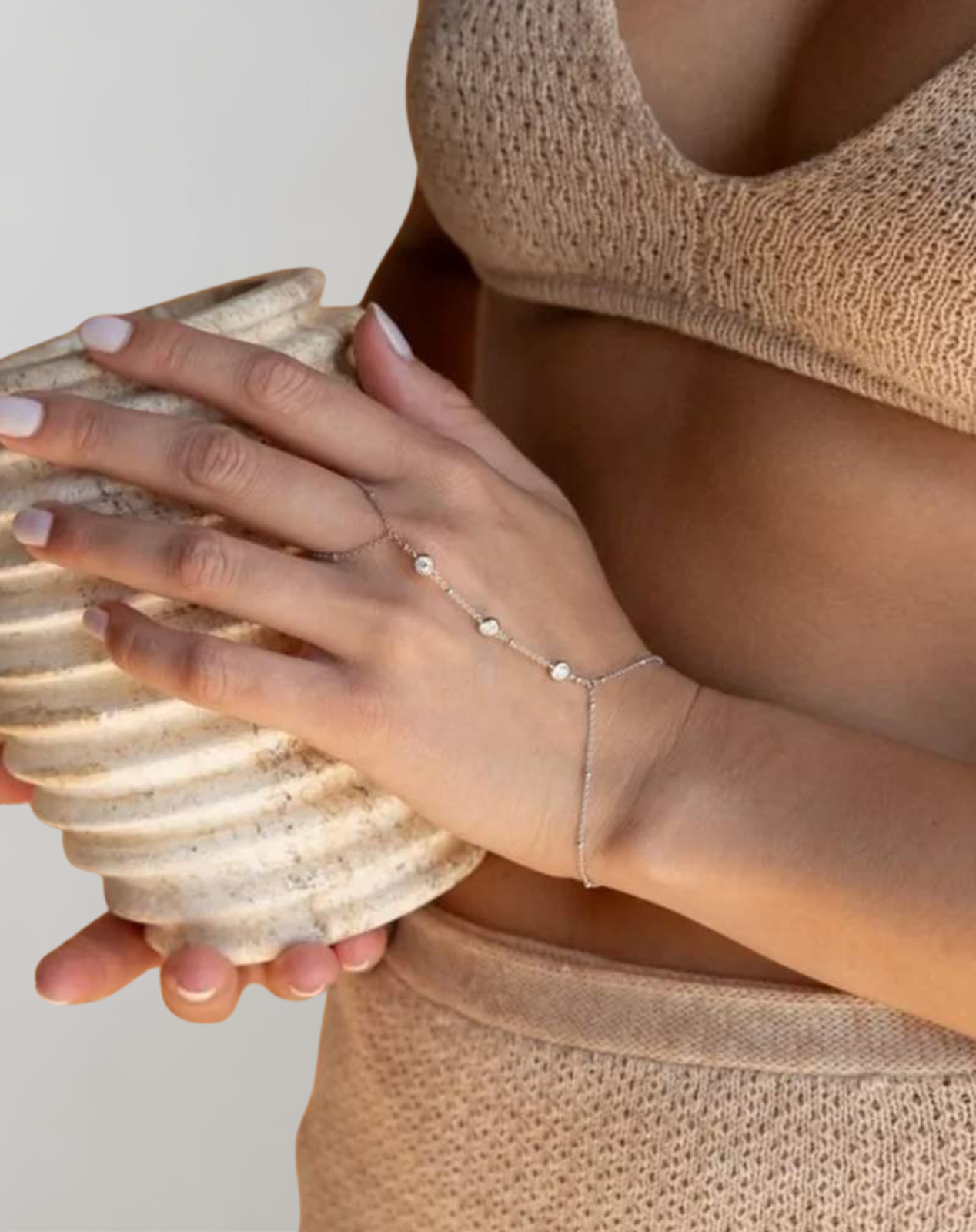 Eliza Crystal Hand Chain Bracelet