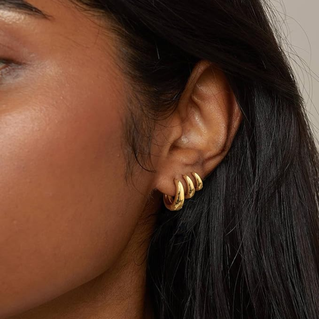 Essential Chunky Hoop Earrings Trio Set