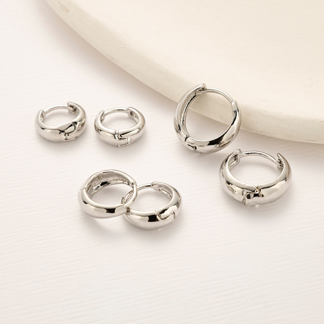 Essential Chunky Hoop Earrings Trio Set