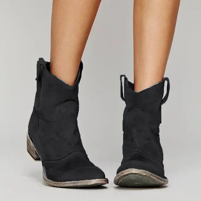 Everyday Suede Western Ankle Boots