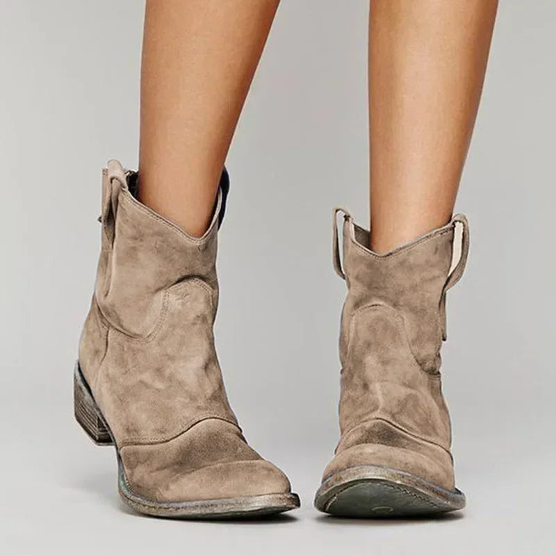 Everyday Suede Western Ankle Boots