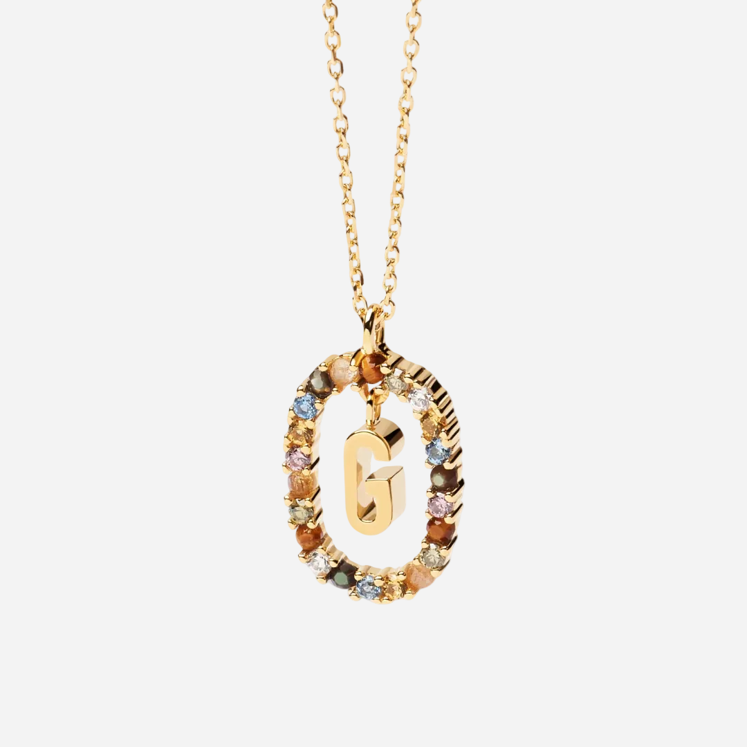 Gemstone Initial Necklace