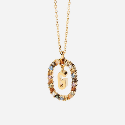 Gemstone Initial Necklace