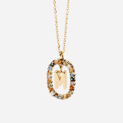 Gemstone Initial Necklace