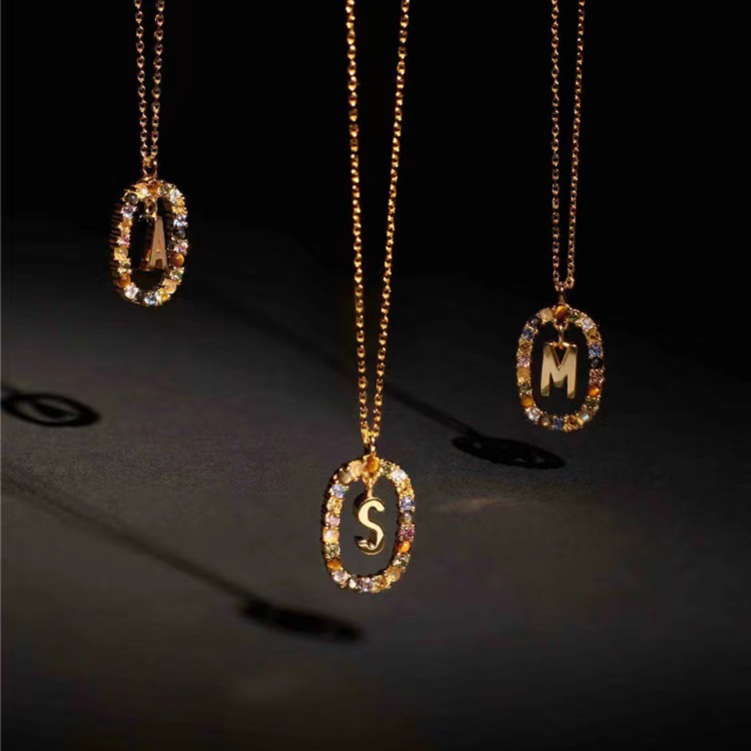 Gemstone Initial Necklace