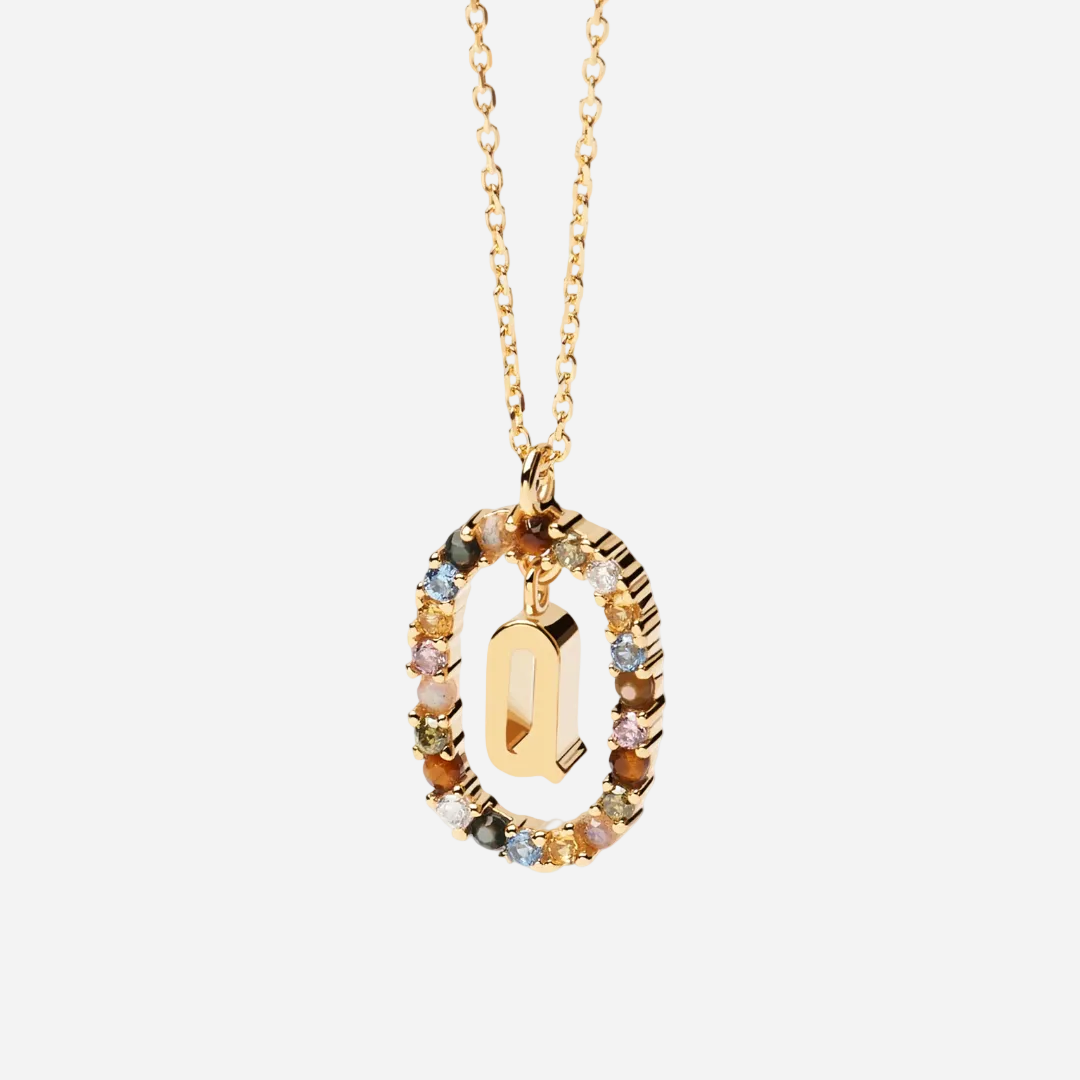 Gemstone Initial Necklace