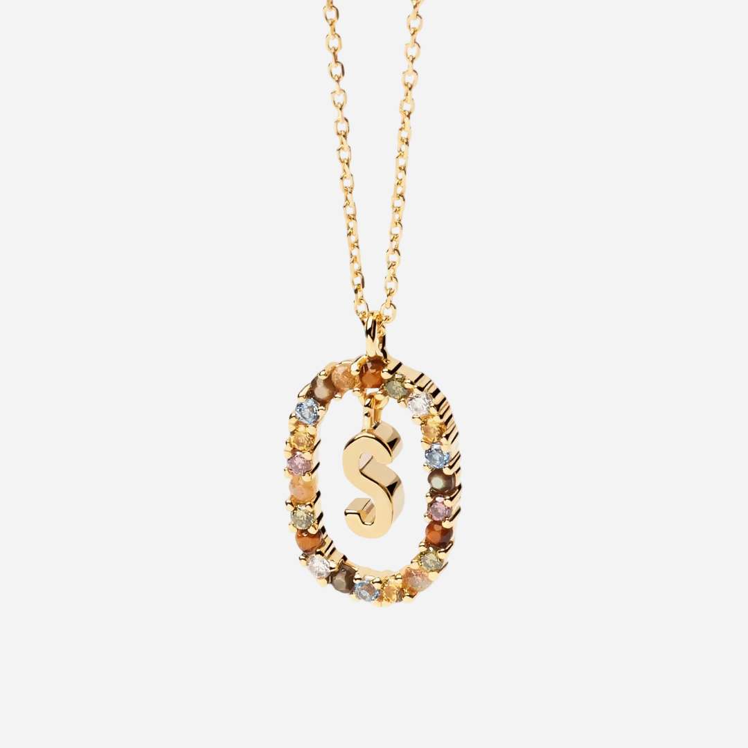 Gemstone Initial Necklace