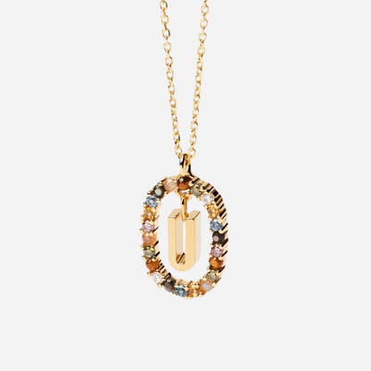Gemstone Initial Necklace