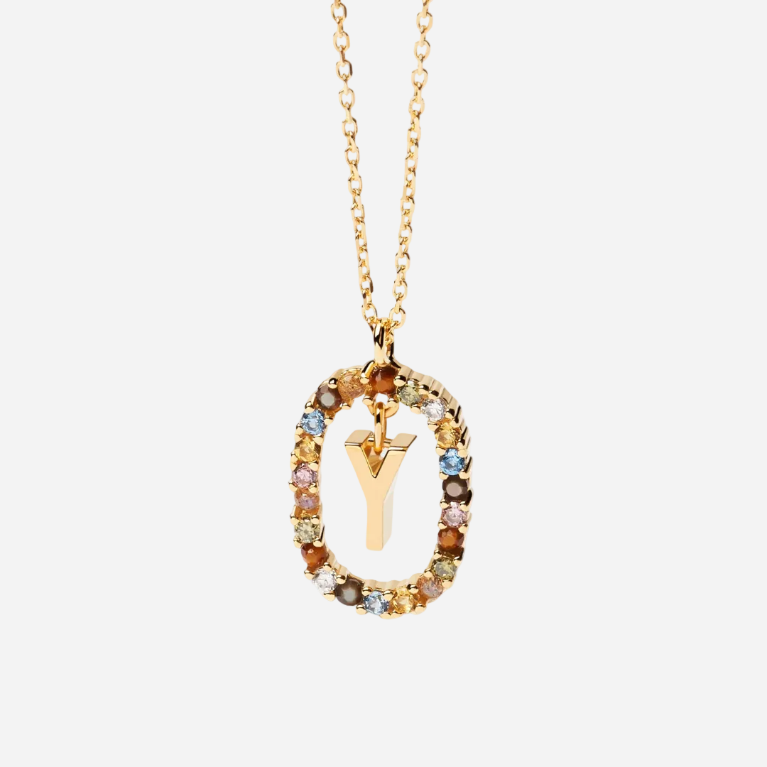 Gemstone Initial Necklace