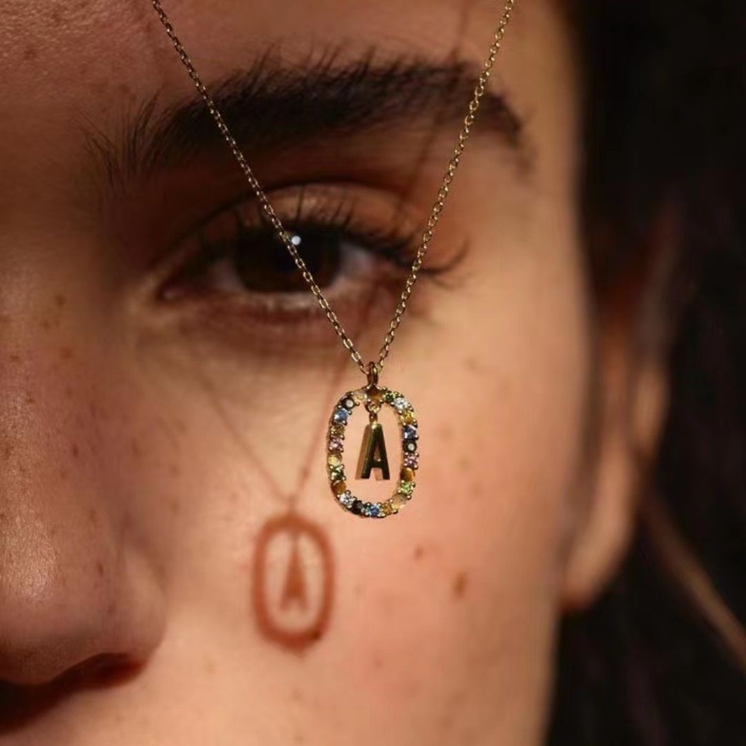 Gemstone Initial Necklace
