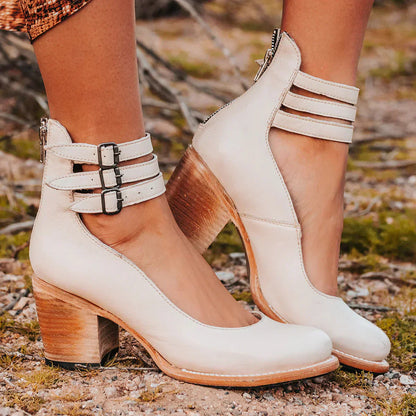 Gina Polished Block Heel Ankle Boots